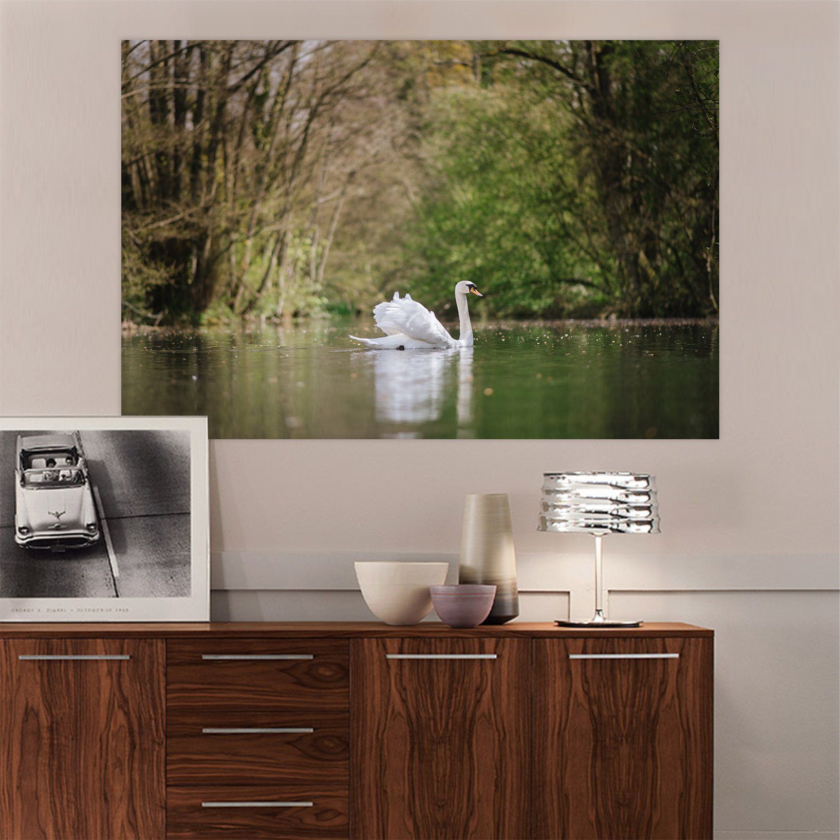 3D White Swan On A British Lake 129 Animal Wall Stickers Wallpaper AJ Wallpaper 2
