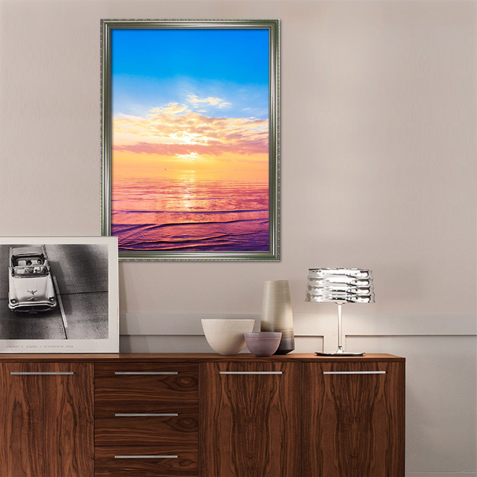 3D Dusk Sea 042 Fake Framed Print Painting Wallpaper AJ Creativity Home