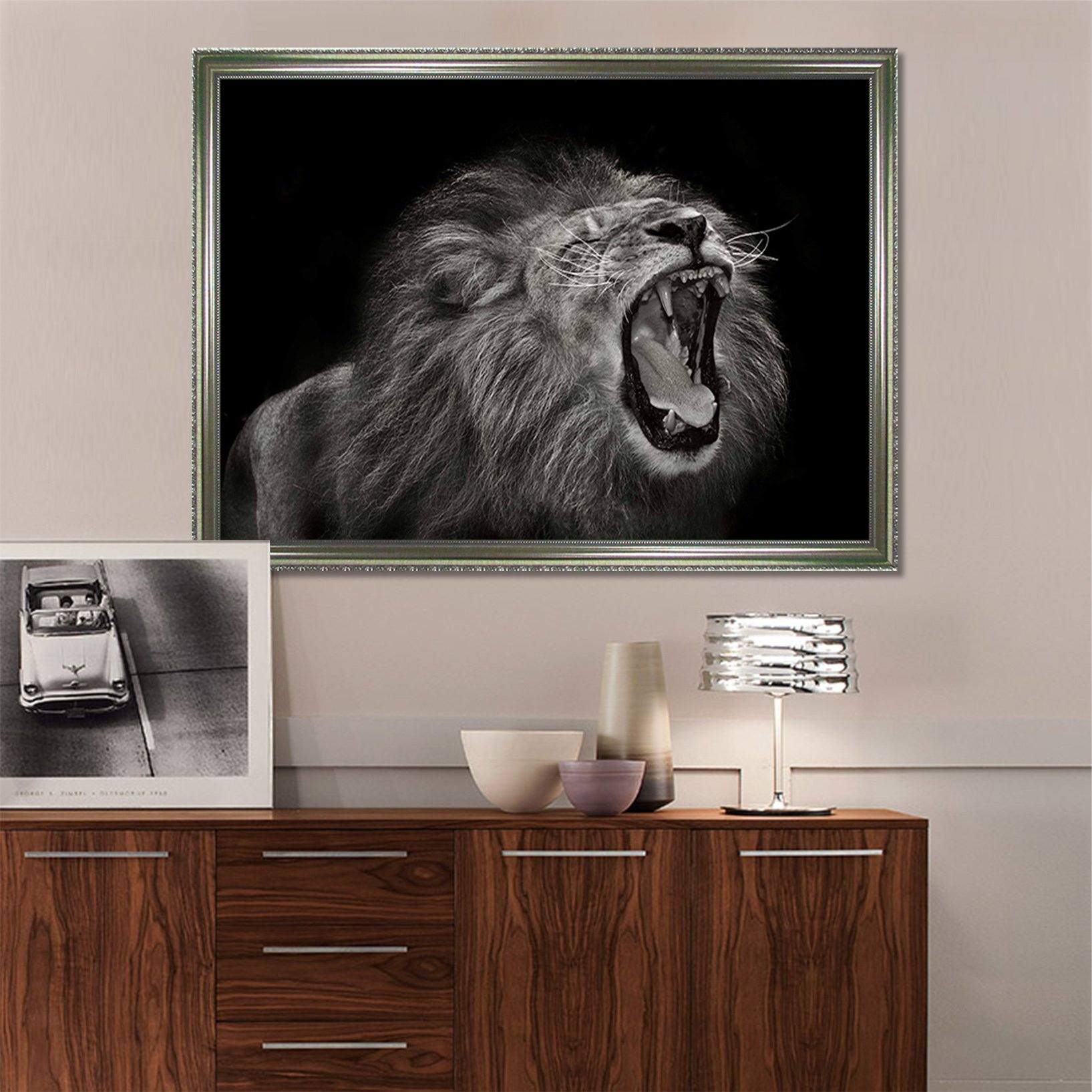 3D Roaring Tiger 084 Fake Framed Print Painting Wallpaper AJ Creativity Home