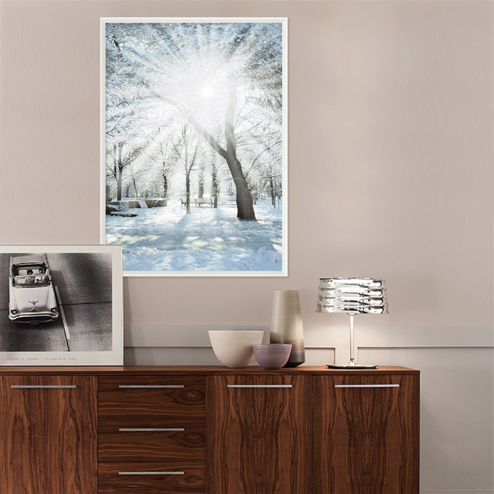3D Snow Tree 026 Fake Framed Print Painting Wallpaper AJ Creativity Home