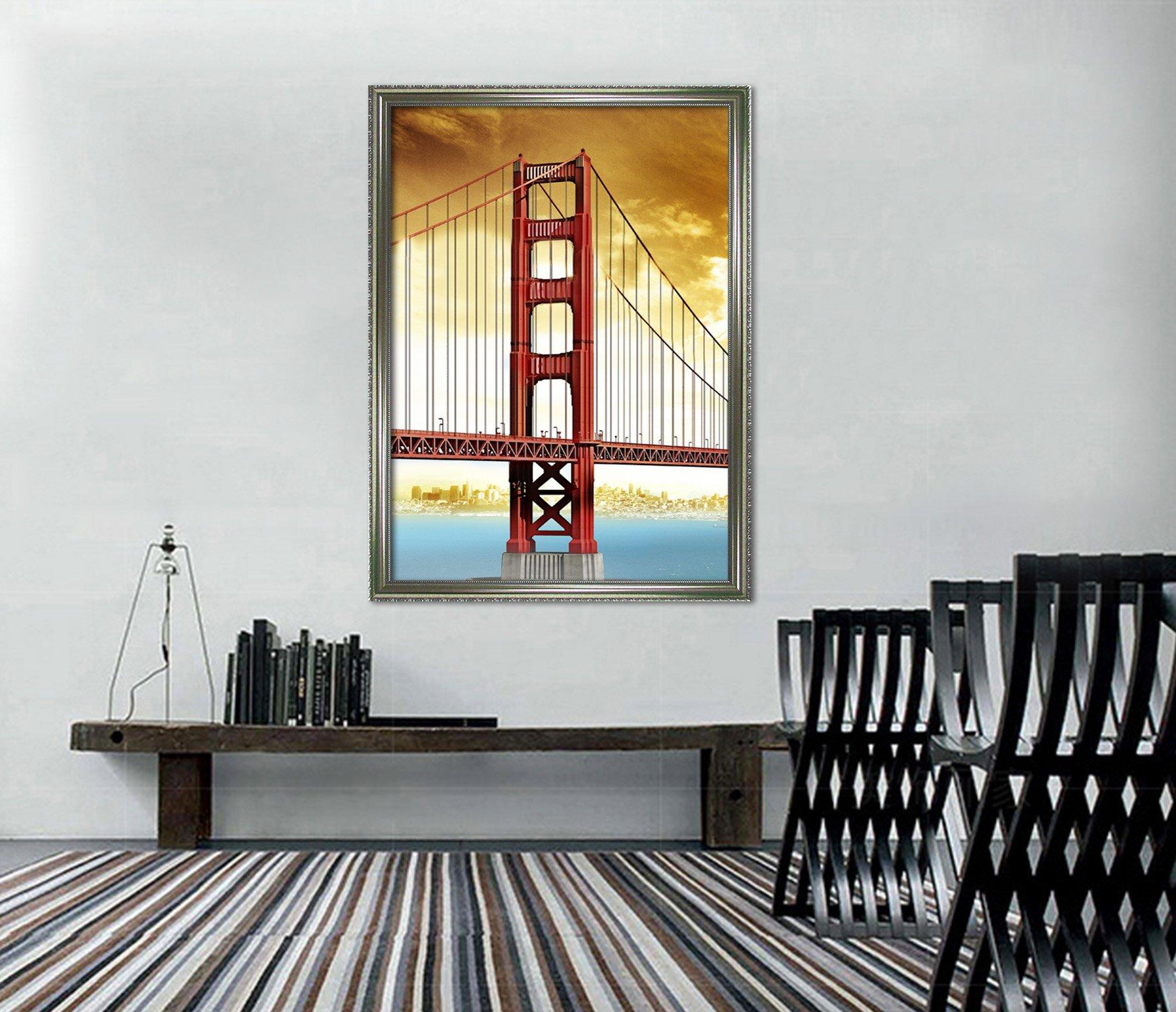 3D Red Bridge 003 Fake Framed Print Painting Wallpaper AJ Creativity Home