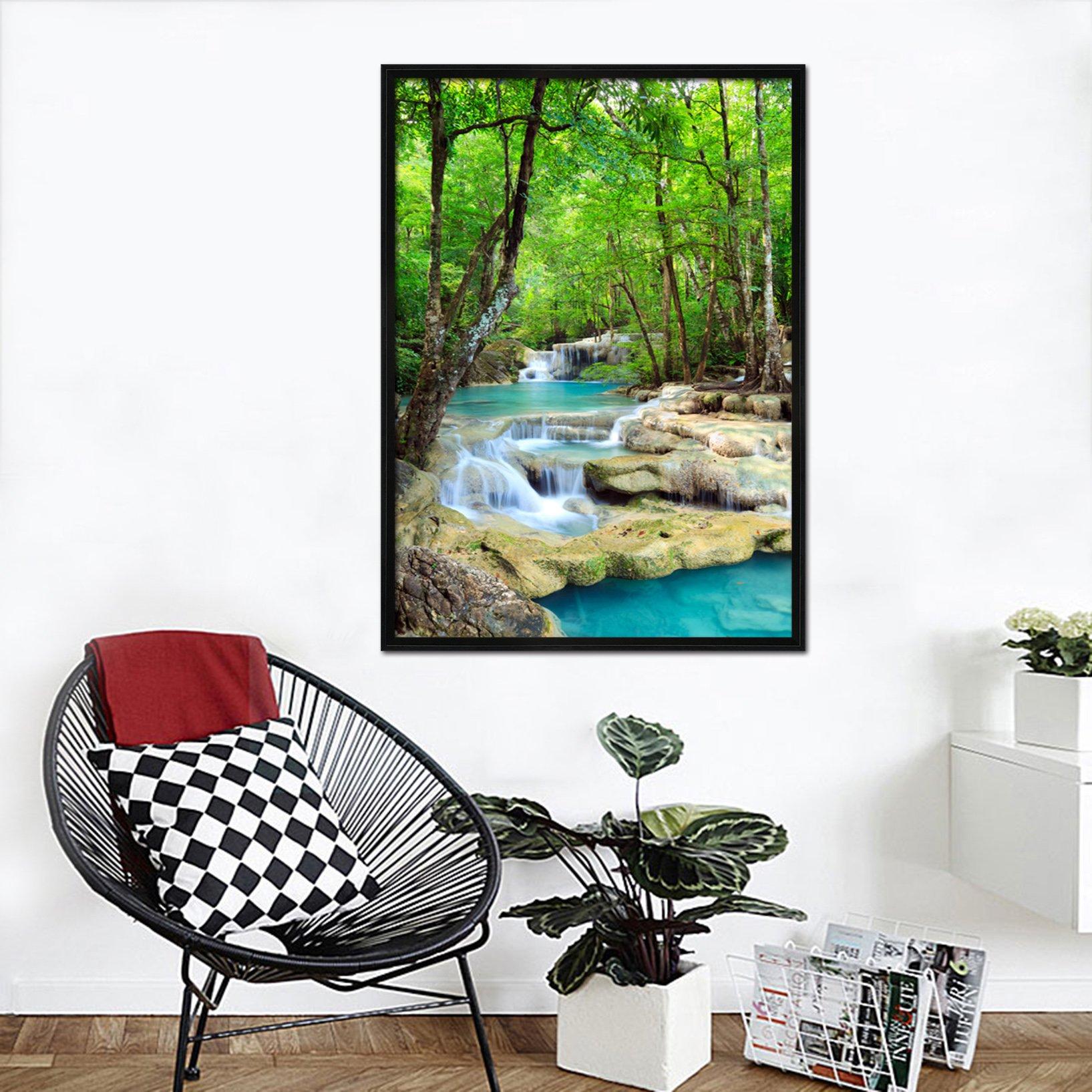 3D Forest River 096 Fake Framed Print Painting Wallpaper AJ Creativity Home