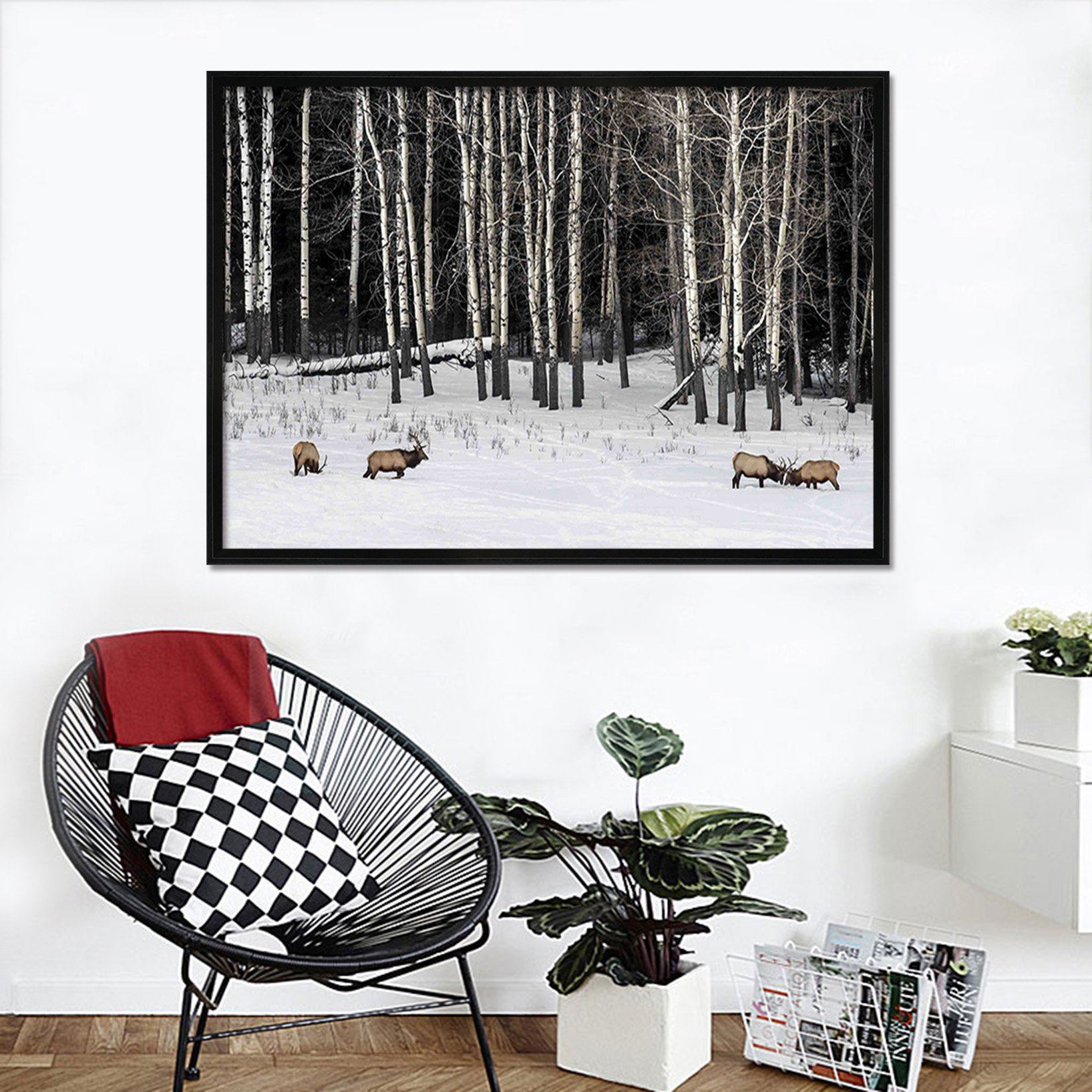 3D Snow Tree 099 Fake Framed Print Painting Wallpaper AJ Creativity Home