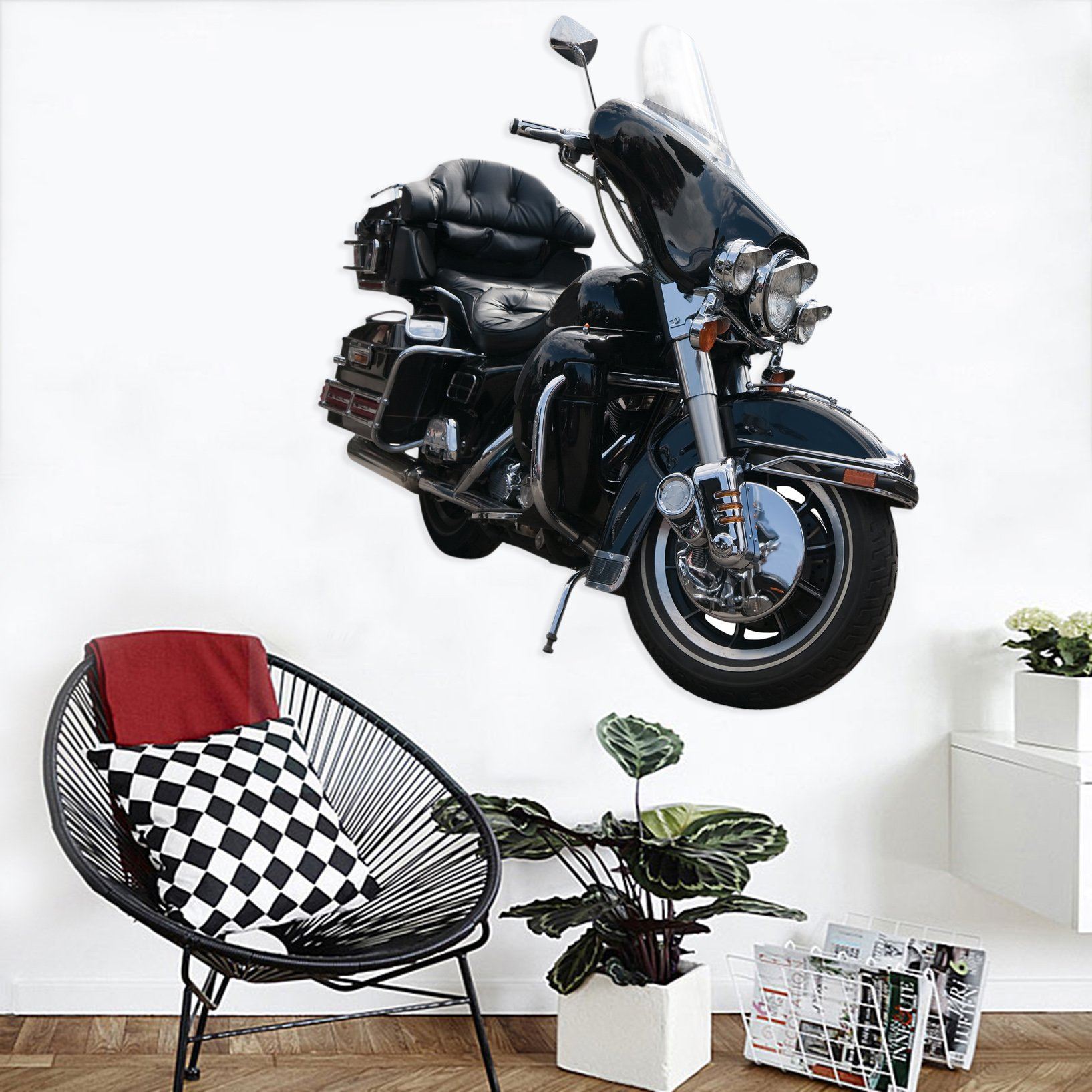 3D Black Motorcycle With Tail Box 0171 Vehicles Wallpaper AJ Wallpaper