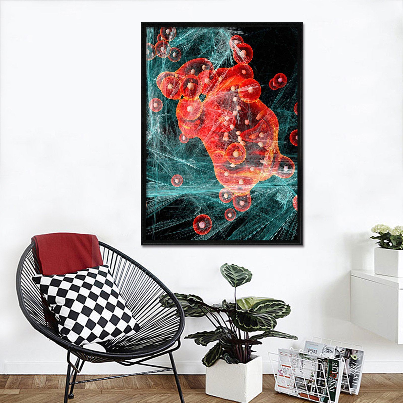 3D Red Cell 075 Fake Framed Print Painting Wallpaper AJ Creativity Home