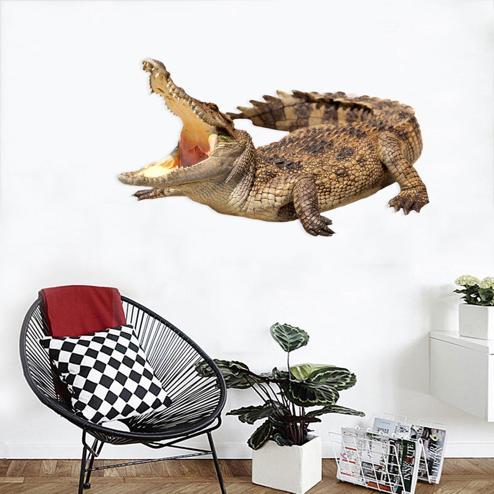 3D Crocodile Open Mouth 055 Animals Wall Stickers Wallpaper AJ Wallpaper
