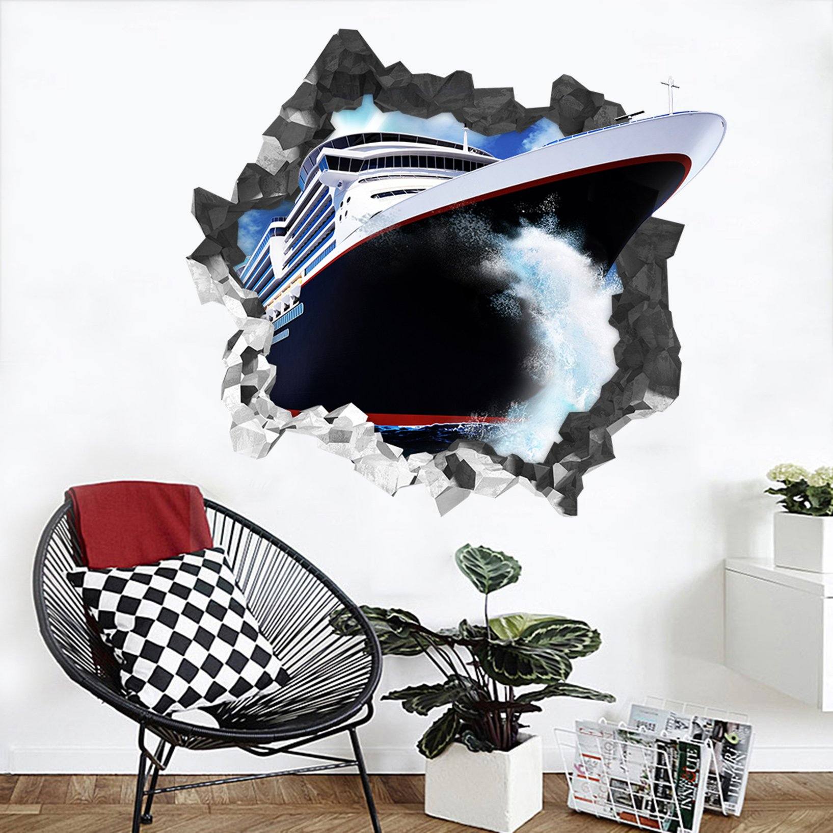 3D Big Ship 97 Broken Wall Murals Wallpaper AJ Wallpaper