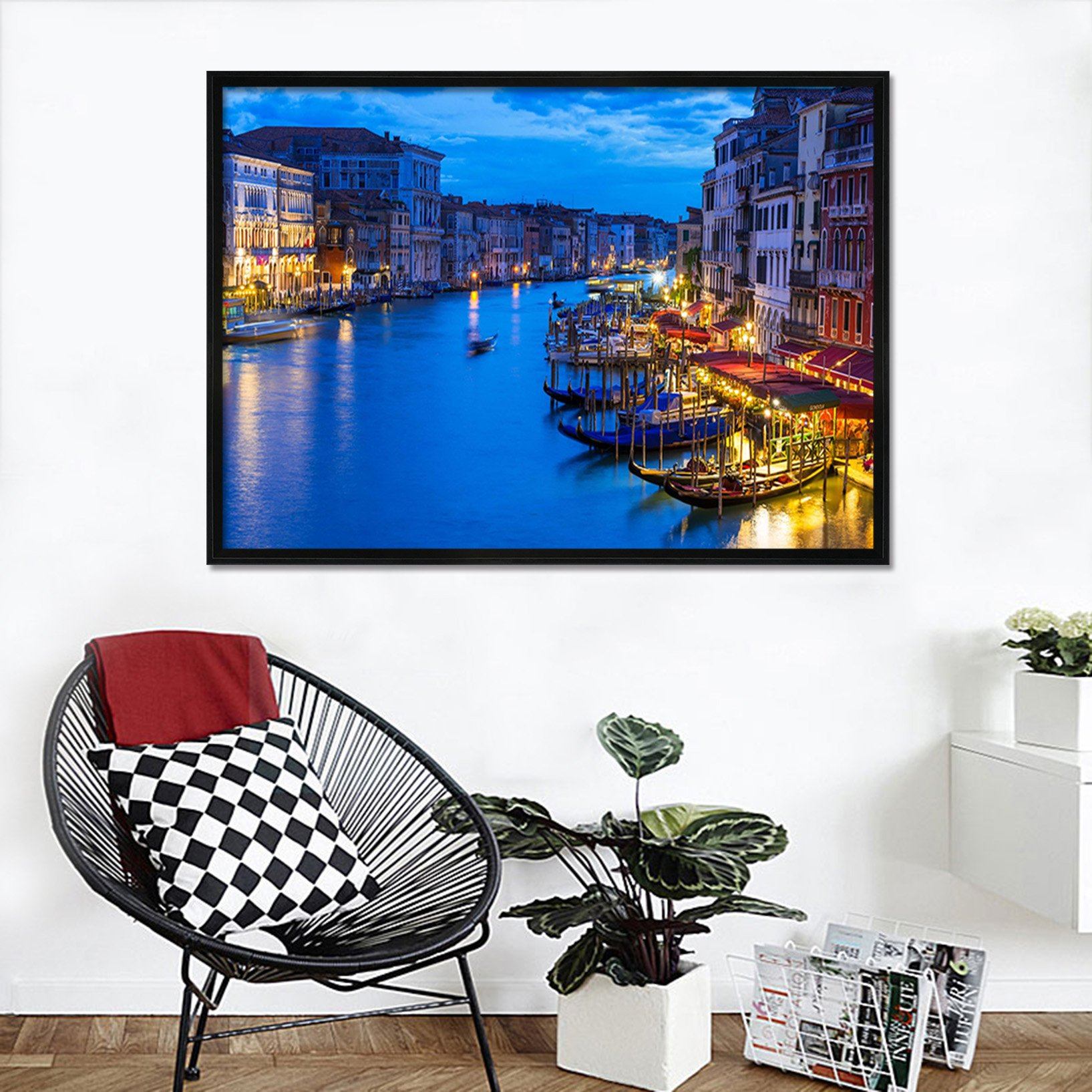 3D City Boat 052 Fake Framed Print Painting Wallpaper AJ Creativity Home