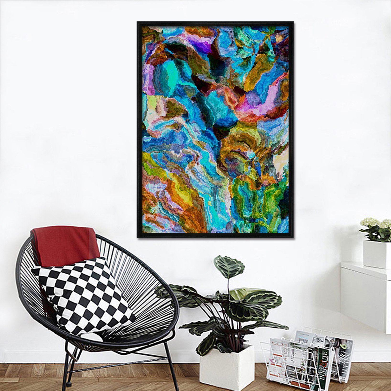 3D Color Abstraction 076 Fake Framed Print Painting Wallpaper AJ Creativity Home