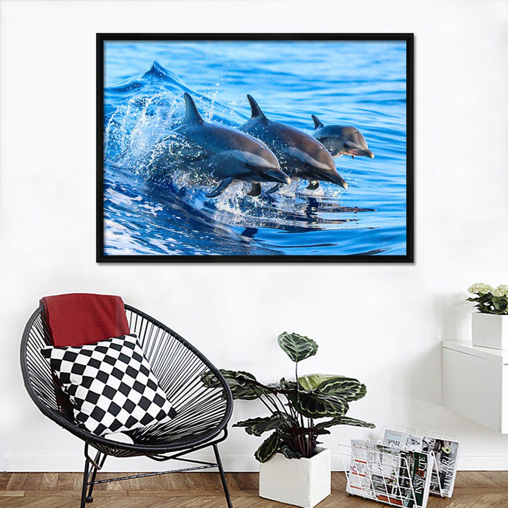 3D Lively Dolphins 194 Fake Framed Print Painting Wallpaper AJ Creativity Home