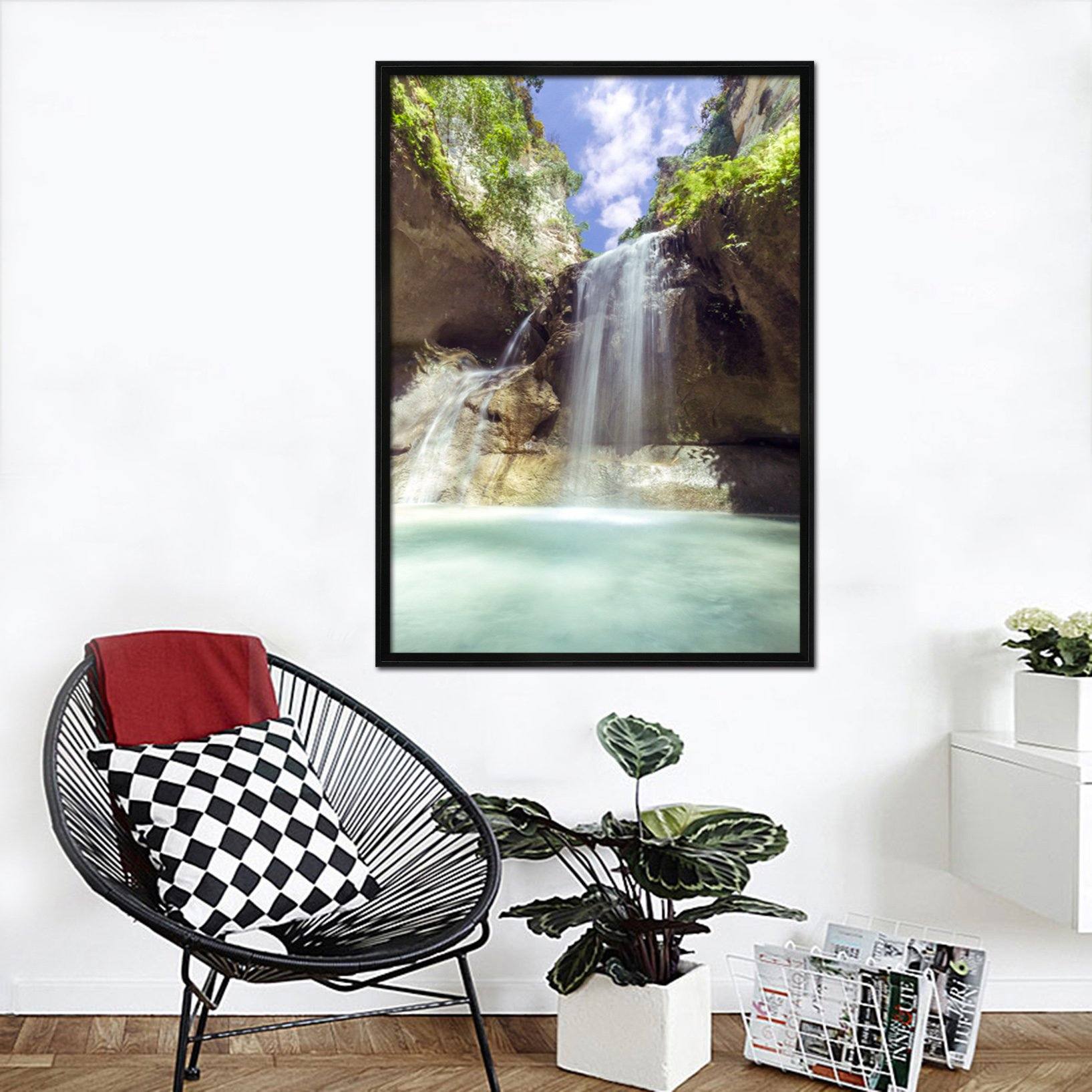 3D Cliff Falls 089 Fake Framed Print Painting Wallpaper AJ Creativity Home