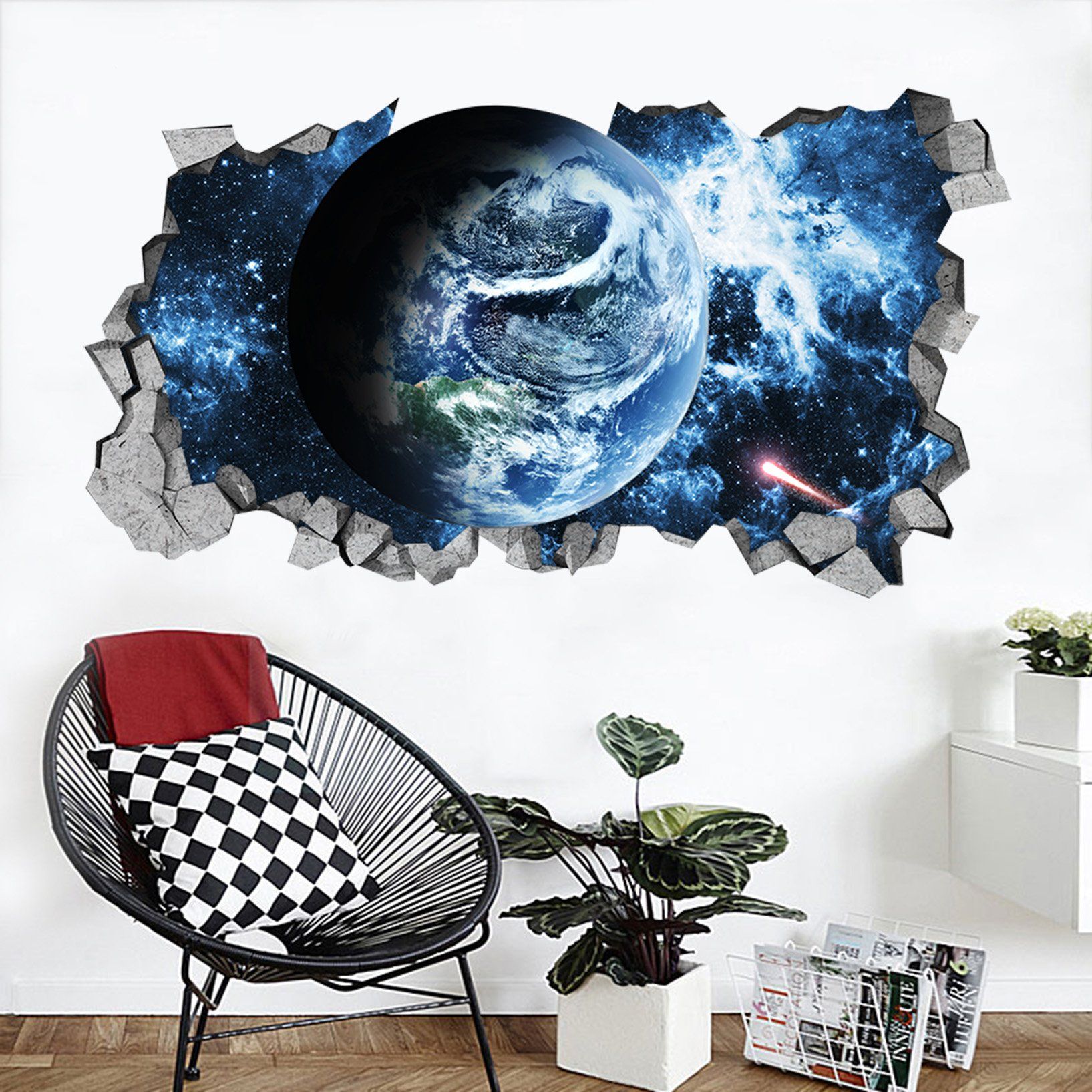 3D Space Earth 46 Broken Wall Murals Wallpaper AJ Wallpaper