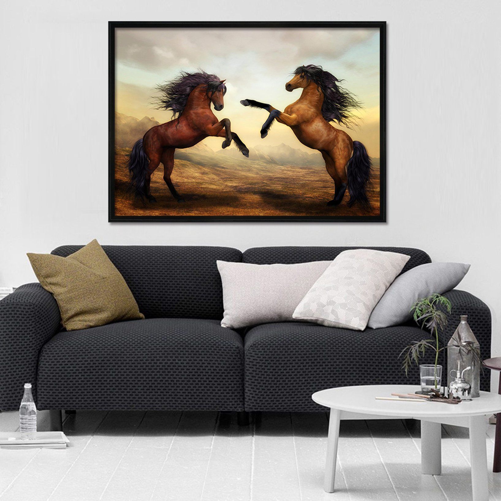 3D Struggle Horse 122 Fake Framed Print Painting Wallpaper AJ Creativity Home