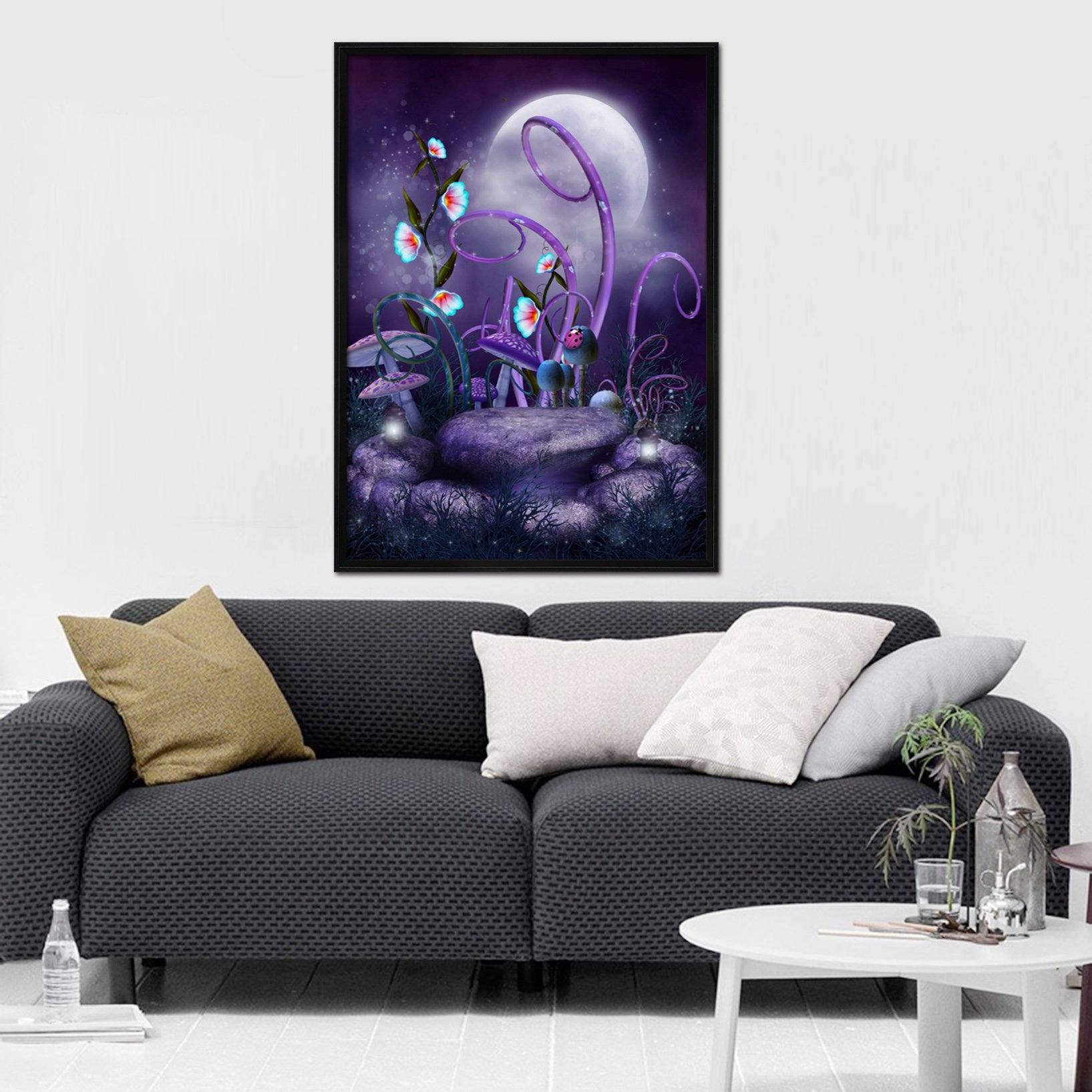 3D Moon Mushrooms 127 Fake Framed Print Painting Wallpaper AJ Creativity Home