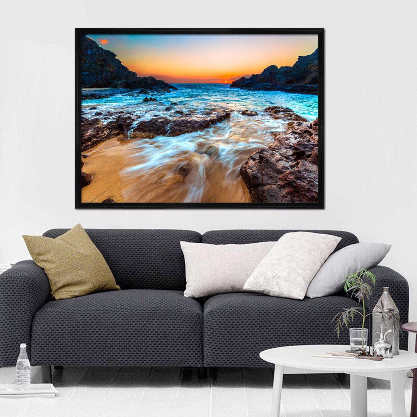 3D Sunset Sea 156 Fake Framed Print Painting Wallpaper AJ Creativity Home