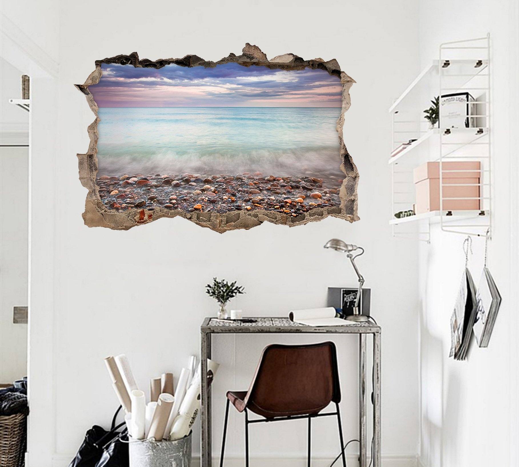 3D Seaside Stones 054 Broken Wall Murals Wallpaper AJ Wallpaper