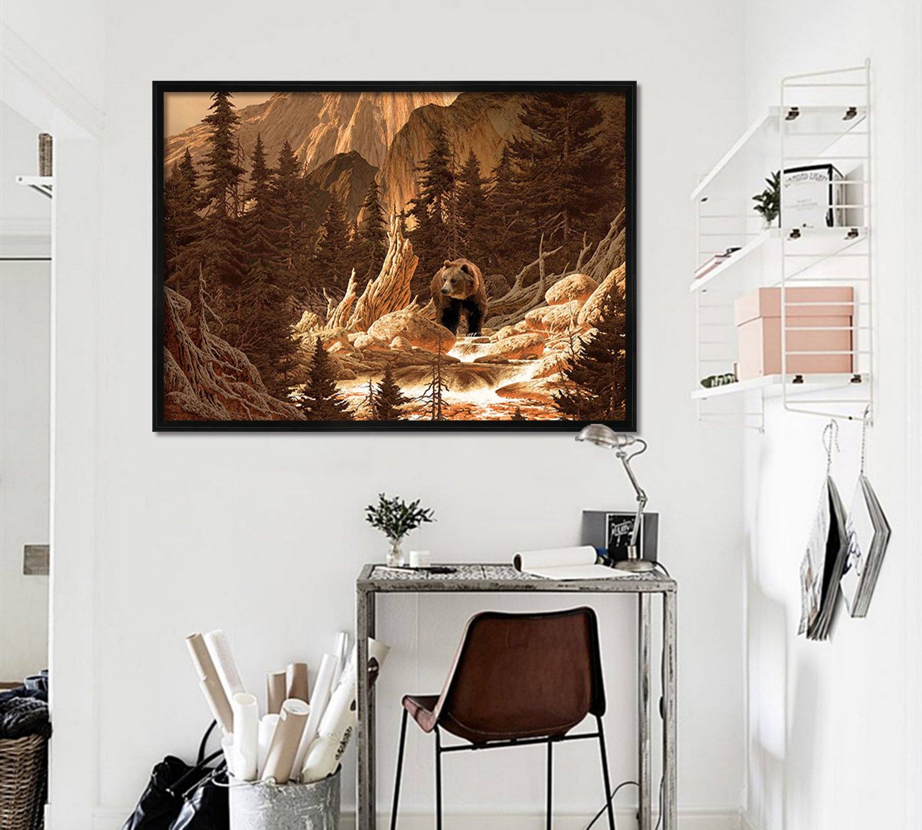 3D Brown Bear 164 Fake Framed Print Painting Wallpaper AJ Creativity Home