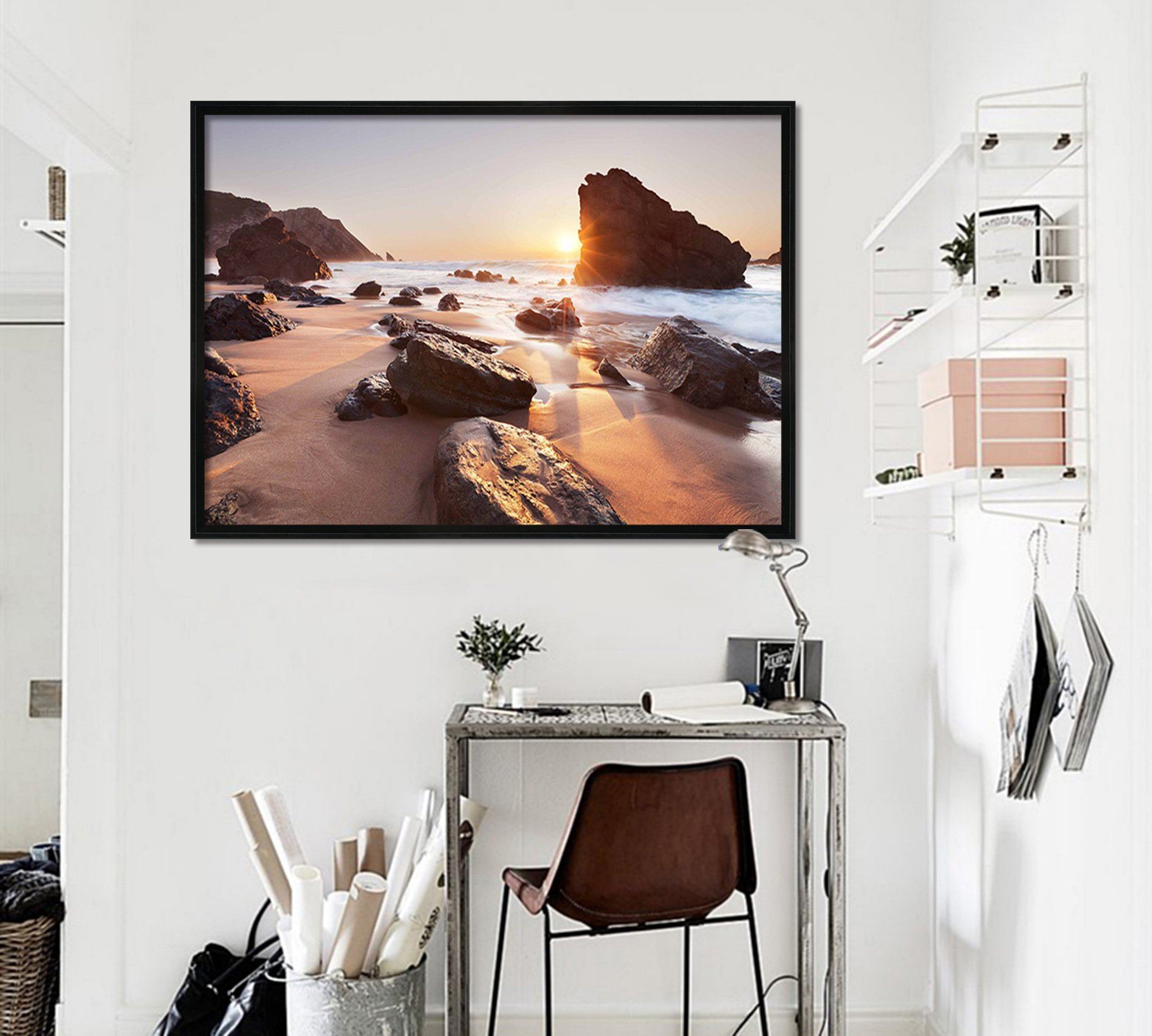 3D Sun Beach 131 Fake Framed Print Painting Wallpaper AJ Creativity Home