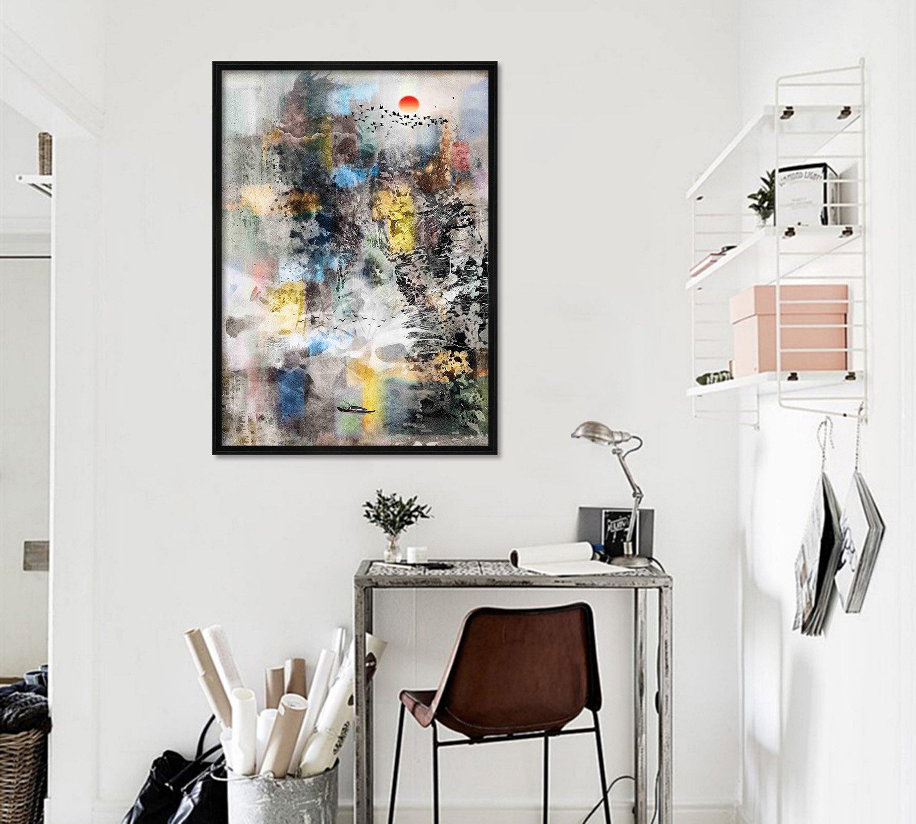 3D Ink Landscape 077 Fake Framed Print Painting Wallpaper AJ Creativity Home