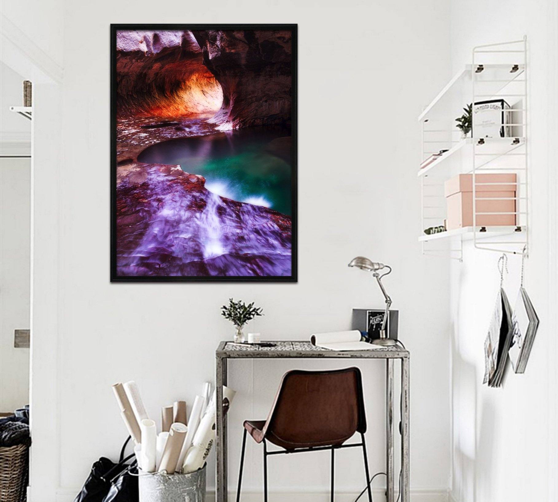 3D Mountain River 059 Fake Framed Print Painting Wallpaper AJ Creativity Home