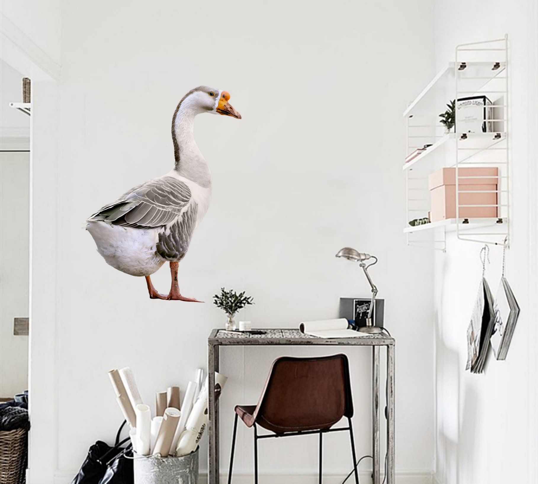 3D Big White Goose 204 Animals Wall Stickers Wallpaper AJ Wallpaper