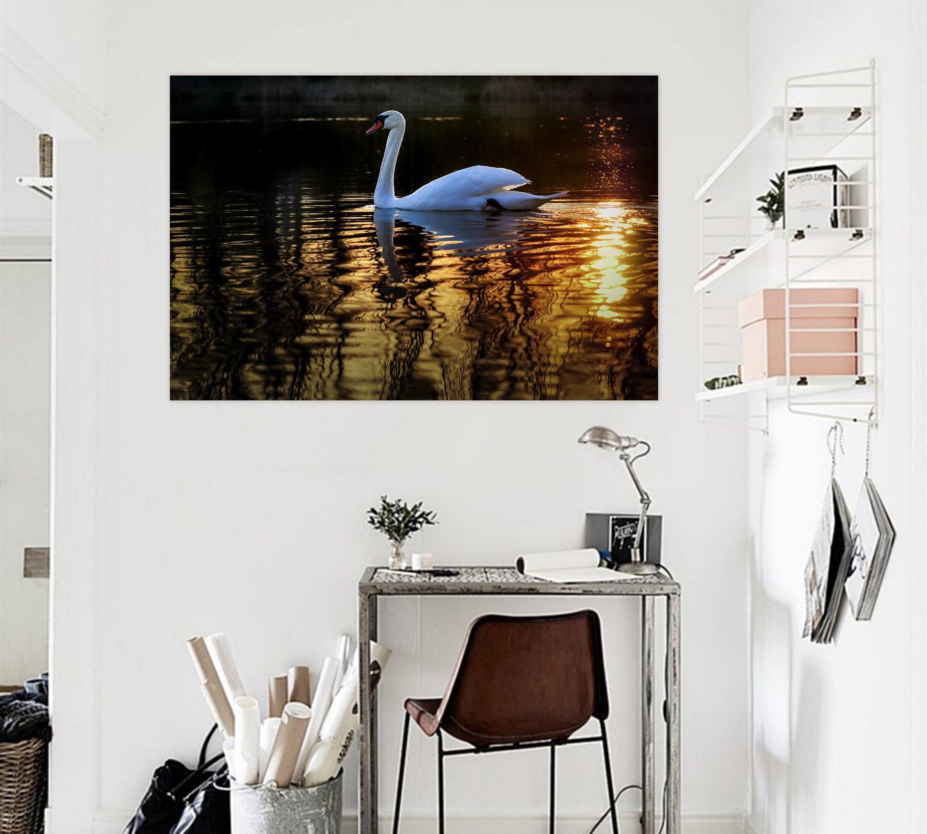 3D Swan Swimming 120 Animal Wall Stickers Wallpaper AJ Wallpaper 2