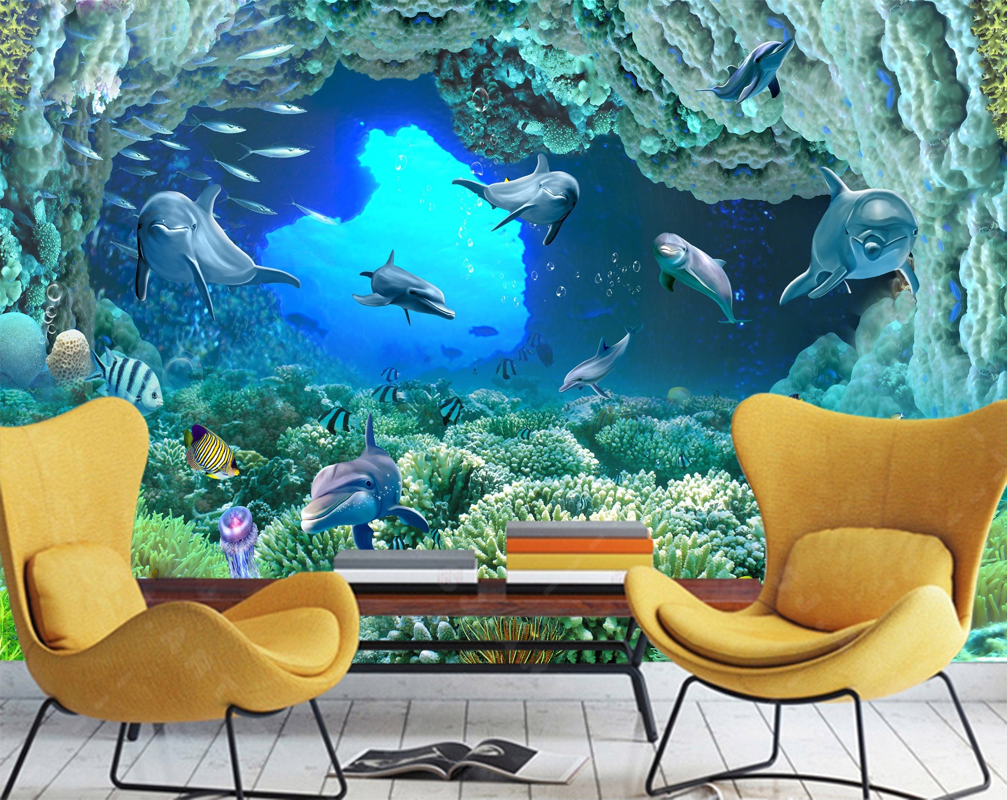3D Deep Sea Fish 019 Wall Murals Wallpaper AJ Wallpaper 2