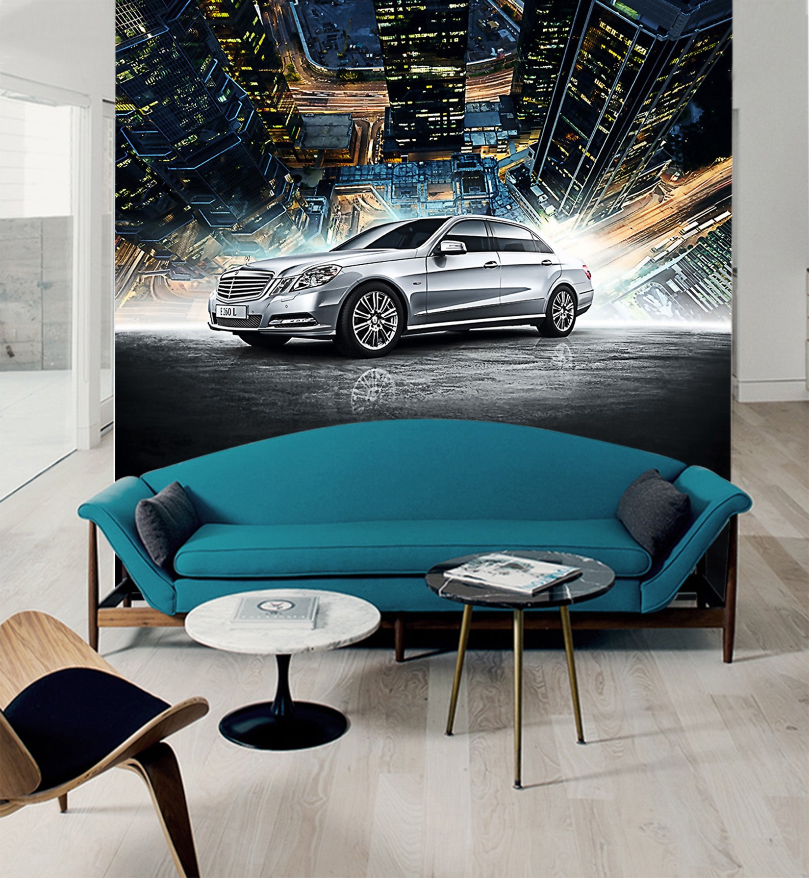 3D Building Silver Car 069 Vehicle Wall Murals