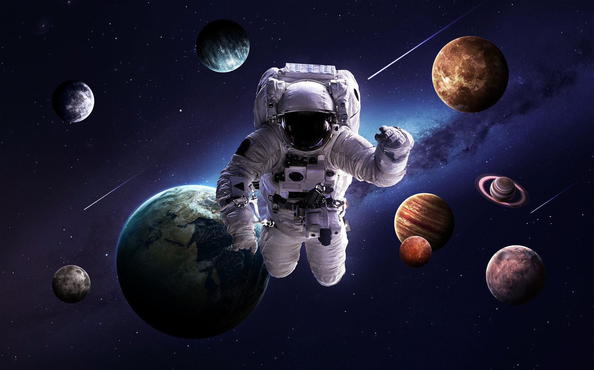 Stars Sky Planets And Astronaut Wallpaper AJ Wallpaper