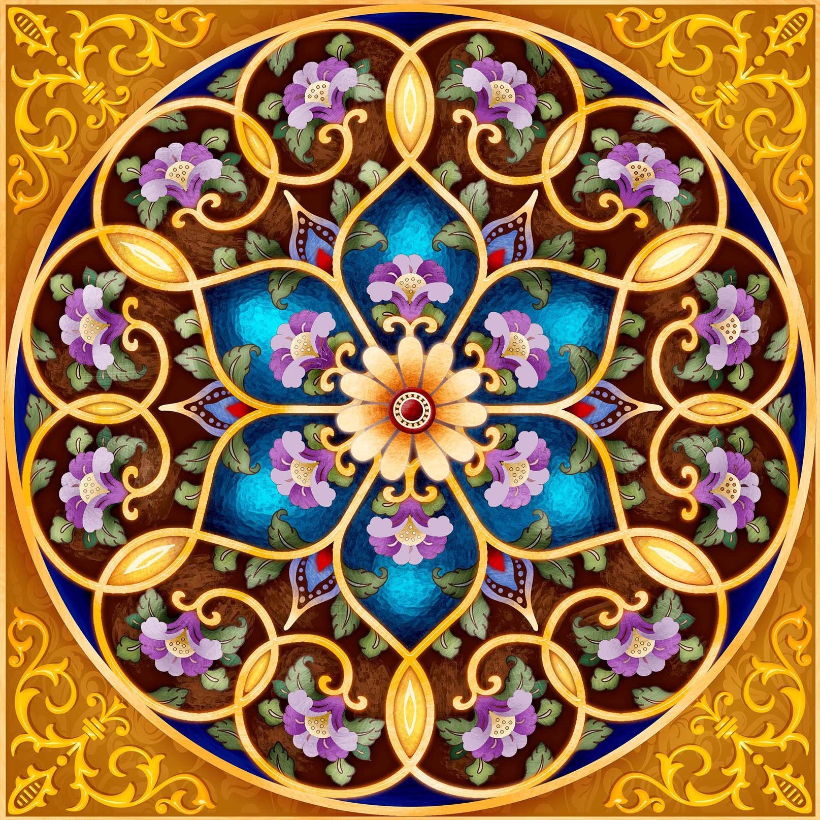 Flowers Circular Pattern Wallpaper AJ Wallpaper