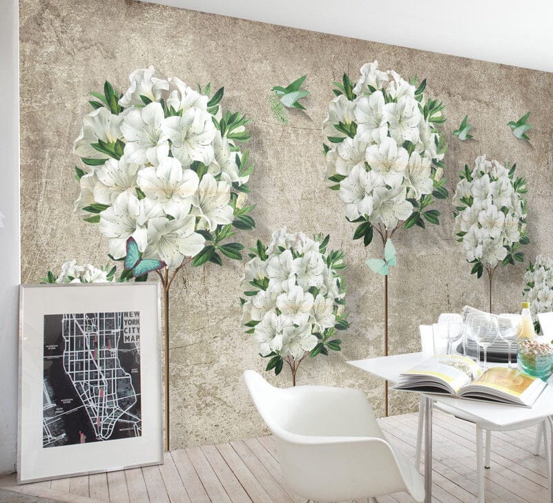 3D White Camellia 2052 Wall Murals Wallpaper AJ Wallpaper 2