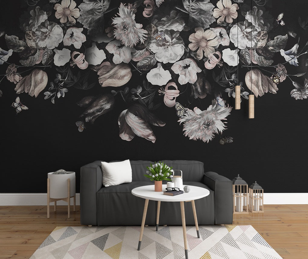 3D Vintage White Flower WC564 Wall Murals