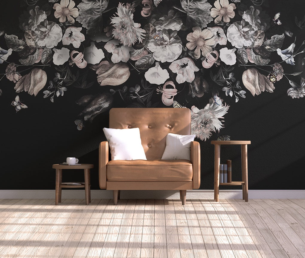 3D Vintage White Flower WC564 Wall Murals