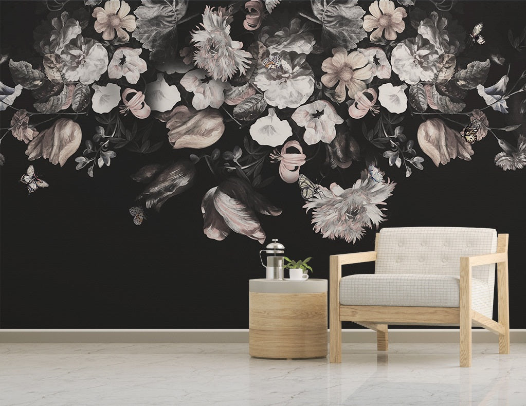 3D Vintage White Flower WC564 Wall Murals