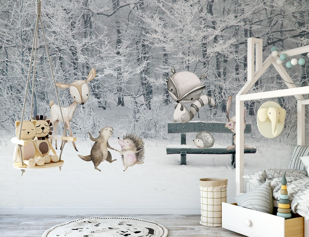 3D Snow Hedgehog WC521 Wall Murals