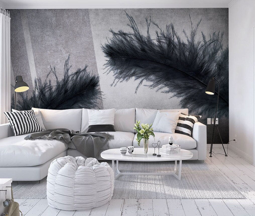 3D Black Feather 2069 Wall Murals Wallpaper AJ Wallpaper 2