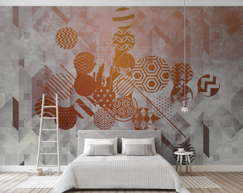 3D Orange Pattern WC517 Wall Murals