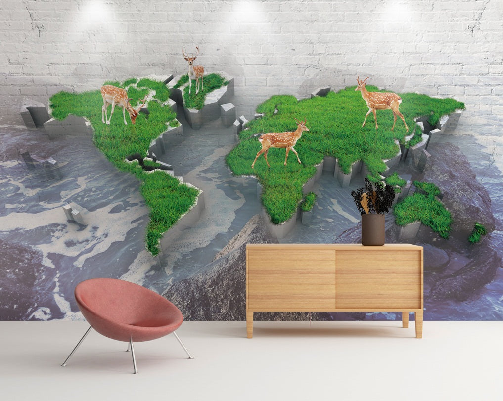 3D Fawn Lawn Map WC424 Wall Murals