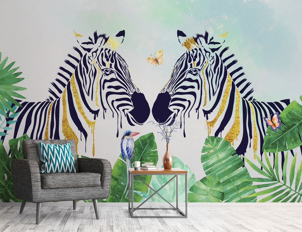 3D Zebra Butterfly WC507 Wall Murals