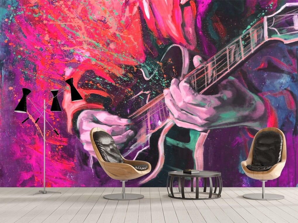 3D Playing Guitar 2101 Wall Murals Wallpaper AJ Wallpaper 2