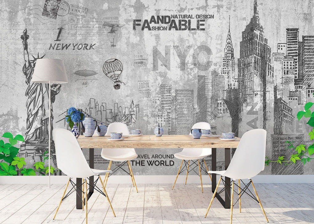 3D Sketch Building WC544 Wall Murals