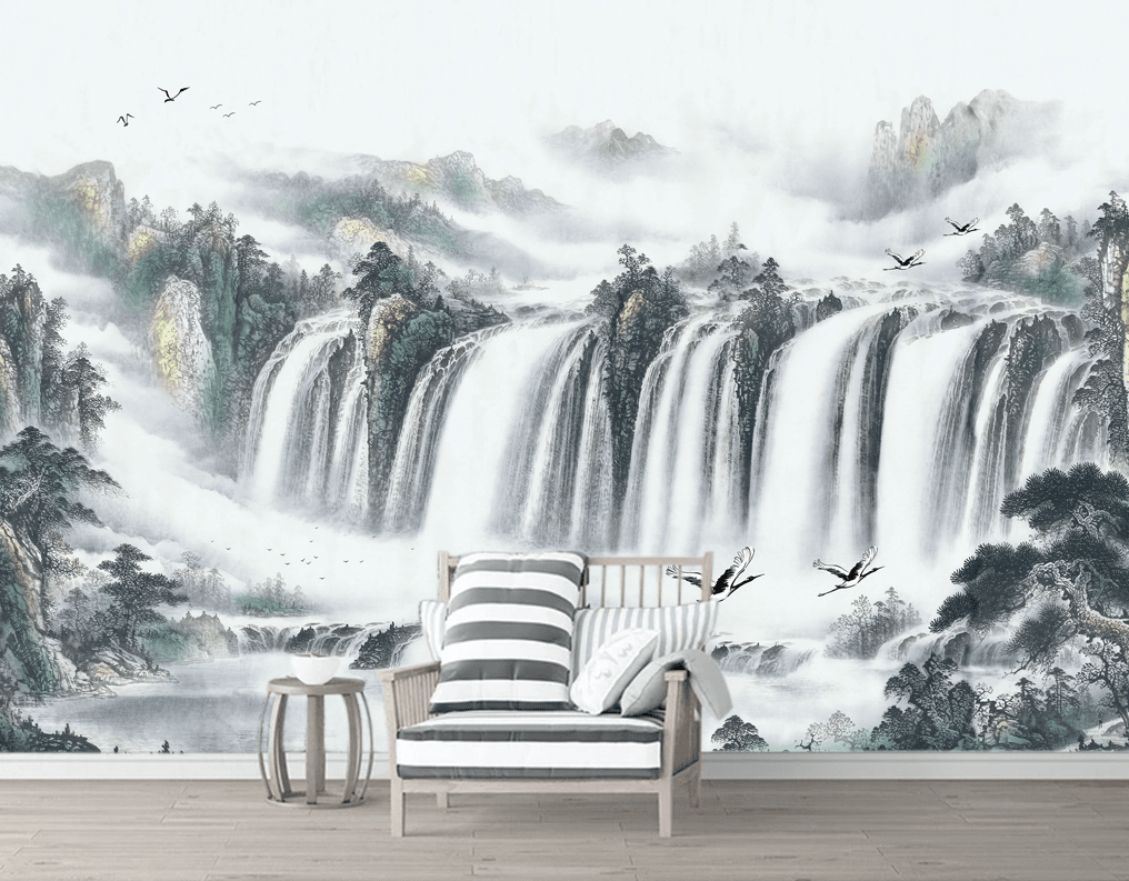 3D Ink Falls 2093 Wall Murals Wallpaper AJ Wallpaper 2