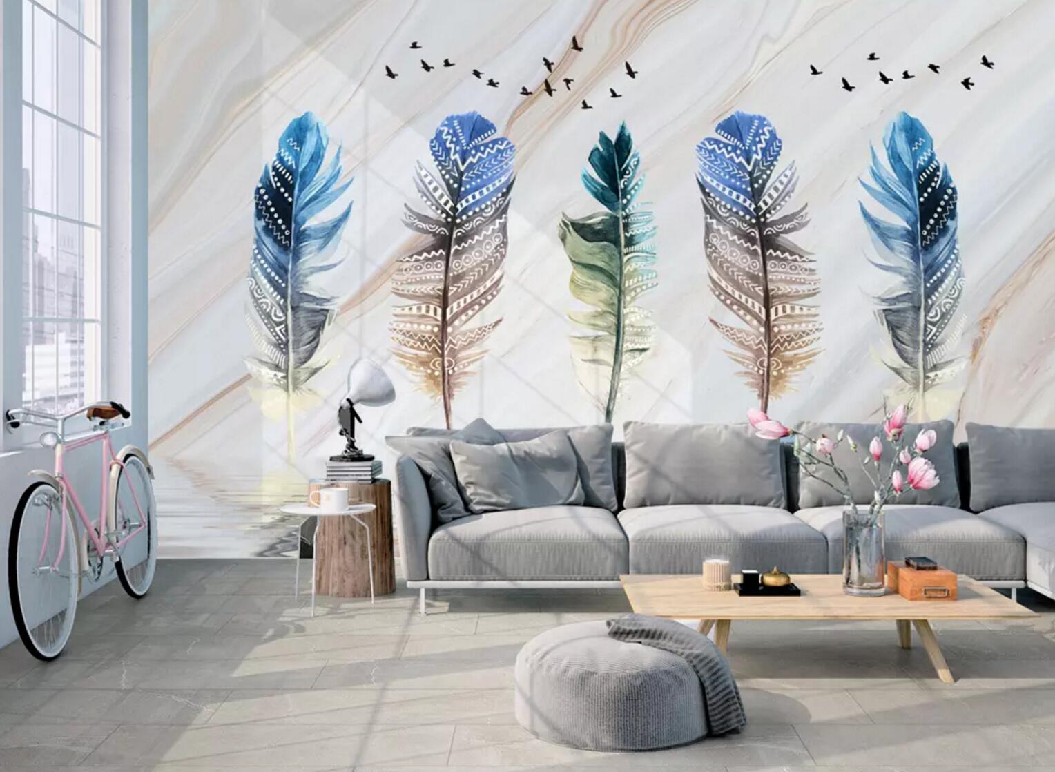 3D Pattern Feather WC775 Wall Murals