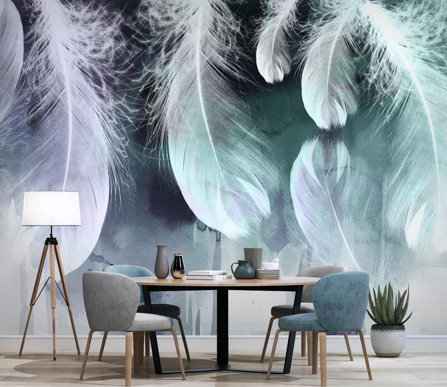 3D Purple Feathers WC773 Wall Murals