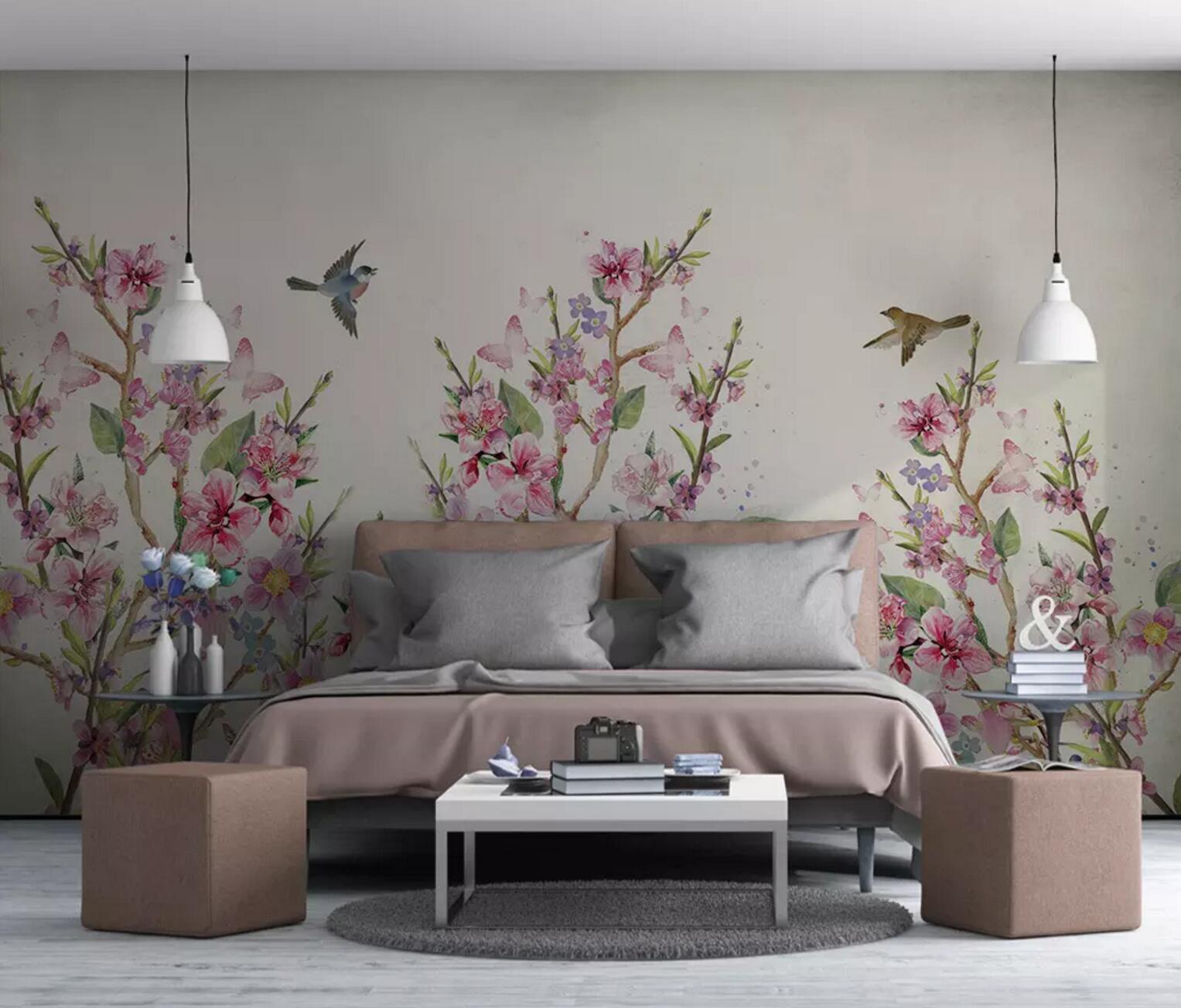 3D Magpie Flower Butterfly 277 Wallpaper AJ Wallpaper