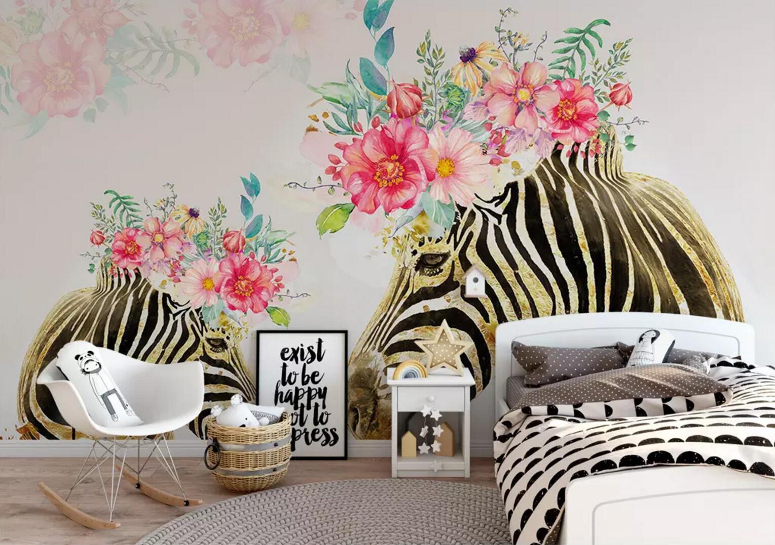 3D Zebra Wreath 127 Wallpaper AJ Wallpaper
