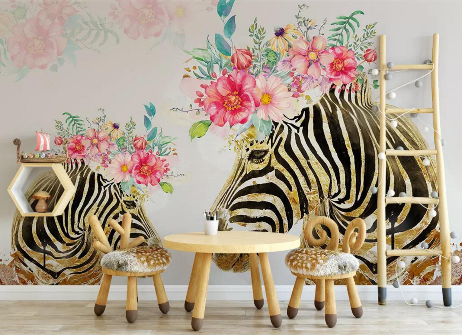 3D Zebra Wreath 127 Wallpaper AJ Wallpaper
