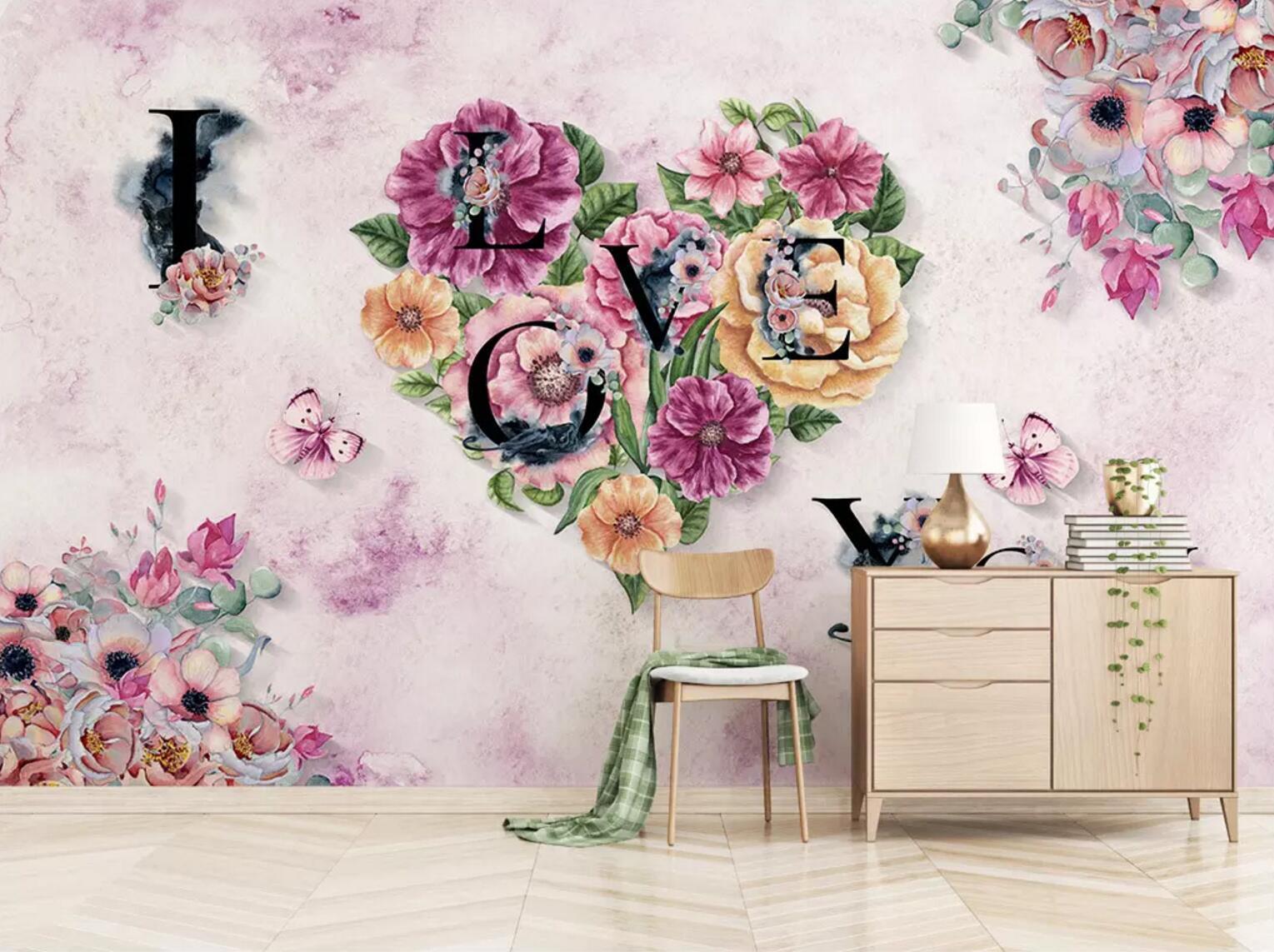 3D Love Flower 367 Wallpaper AJ Wallpaper