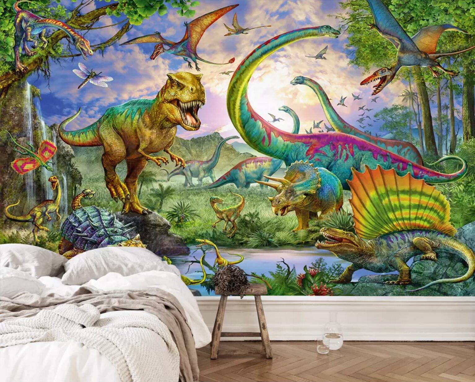 3D Dinosaur Butterfly 245 Wallpaper AJ Wallpaper