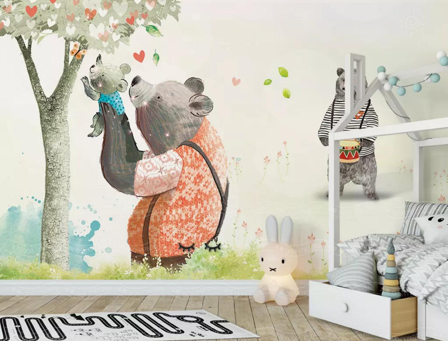 3D Bear Tree WC394 Wall Murals